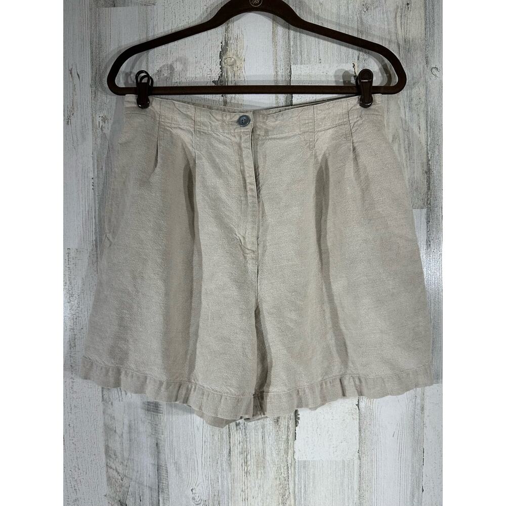 J Jill Shorts 16‎ Petite (31x5.5) High Rise Beige Pleated Vintage Linen Blend